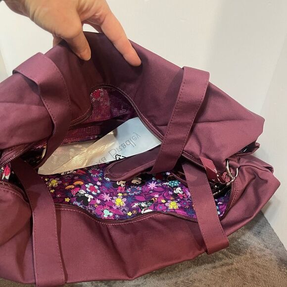 Vera Bradley Disney Duffel Bag Medium in Flirty Mickey and Minnie on Maroon NWT - Picture 8 of 9